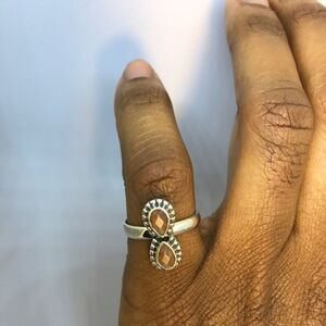 Orange Moonstone Ring Sterling Silver Gem Jewelry